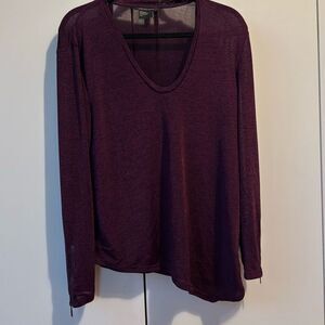 Armani exchange burgundy asymmetrical long sleeve top size large women’s